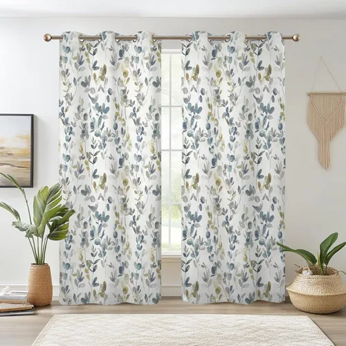 Vista 34 de Renaiss Pink Cherry Patels - Cortinas opacas con aislamiento térmico de flores de cerezo japonés, cortinas de ventana de dormitorio con estampado