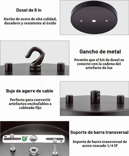 Vista 2 de Qc Kit de toldo de luz de techo, 6 pulgadas, placa de cubierta de lámpara para tapa de araña o luz colgante, placa de cubierta de luz de techo