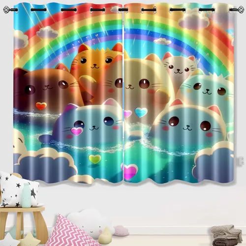 Vista 9 de Cortinas negras para dormitorio, decoración de habitación, cortinas opacas para ventana, juego de 2 paneles con estampado de niña africana morada