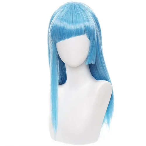 Vista 2 de Miwa Kasumi peluca Jujutsu Kaisen Water Anime azul pelo largo peluca Cosplay peluca para Halloween, fiesta, carnaval, vida nocturna, conciertos