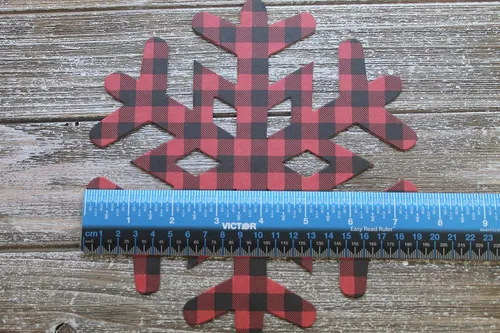 Vista 3 de Buffalo plaid snowflake ornament decorations...paper+chipboard [3 sizes to choose]