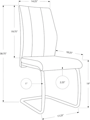 Vista 3 de Offex Silla de comedor con aspecto de cuero negro de 39 pulgadas de alto con base de metal - 2 piezas