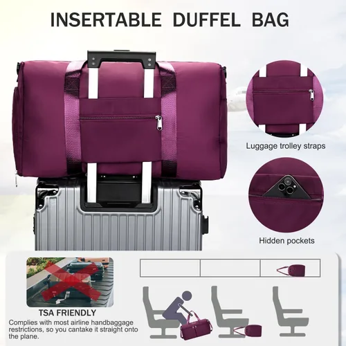 Vista 3 de Bolsa de gimnasio para mujeres y hombres con compartimento para zapatos, pequeña bolsa de lona para deportes, viajes, bolsa de mano para fin