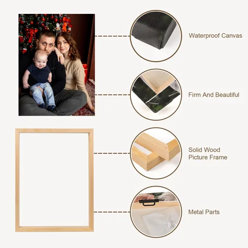 Vista 2 de GagetElec Foto personalizada al lienzo, impresiones en lienzo personalizadas con tus fotos (6 x 8 pulgadas enmarcadas), regalos de Navidad