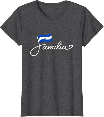 Vista 6 de El Salvador Familia - Camiseta con texto en inglés "La Familia de la Bandera Salvadoreña