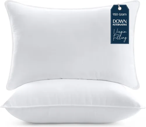 Vista 10 de Utopia Bedding Almohadas para cama para dormir, de hotel, refrescantes, para dormir de lado, espalda o boca abajo, tamaño estándar, gris, juego de 2