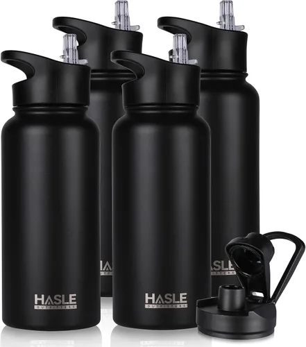 Vista 30 de HASLE OUTFITTERS Botella de agua aislada de 22 onzas, botella de agua de acero inoxidable de doble pared de boca ancha con tapa de popote y tapa