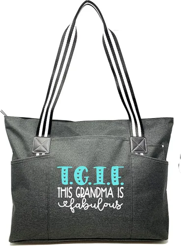 Vista 15 de Brooke & Jess Designs Bolso de mano para la abuela – Bolso de lona resistente con cremallera y bolsillo interior para la abuela para uso diario
