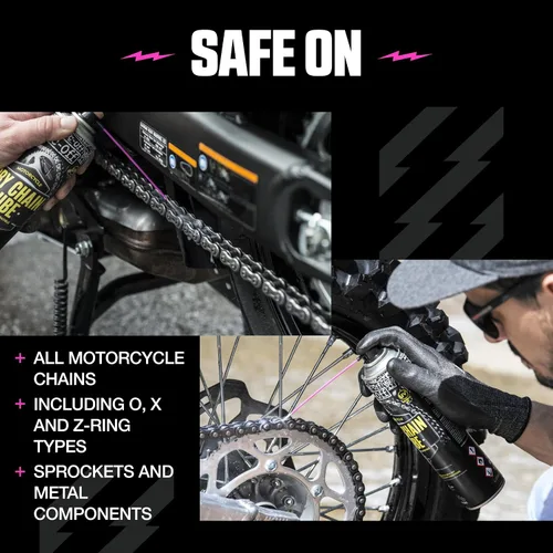 Vista 4 de Muc-Off Lubricante de cadena seca para motocicleta, fórmula sintética ultraduradera, lubricación de larga duración, máxima protección de cadena