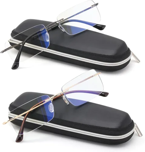 Vista 8 de SKYOAK Paquete de 2 Gafas de Lectura Ejecutivas Progresivas Multifoco Sin Marco para Hombres, Lectores de Computadora Sin Montura de Metal