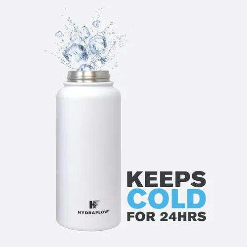 Vista 10 de Hydraflow Hybrid - Botella de agua de triple pared aislada al vacío con tapa de boca ancha (34 onzas, negro polvo) termos de metal de acero