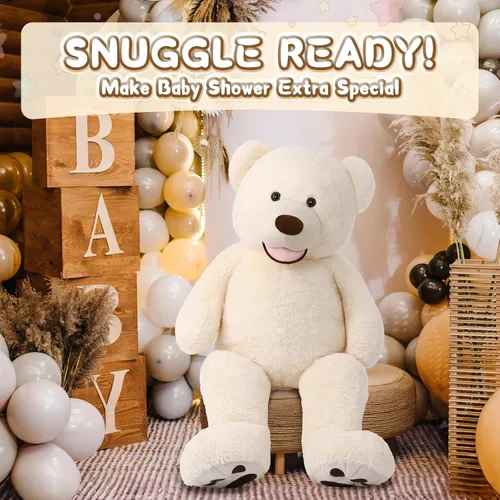Vista 4 de MorisMos Oso de Peluche Gigante, Oso de 39 Pulgadas, Animales de Peluche Grandes con Huellas Grandes, Osos de Peluche de Regalo para Niños
