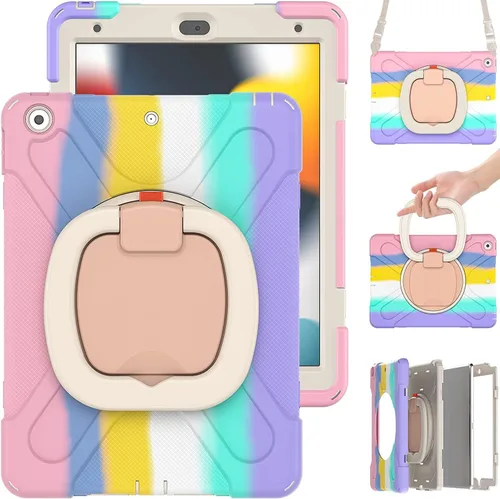 Vista 30 de Funda para iPad Air de 3ª generación – Funda resistente para niños con soporte giratorio, soporte para lápices y correa de transporte para iPad