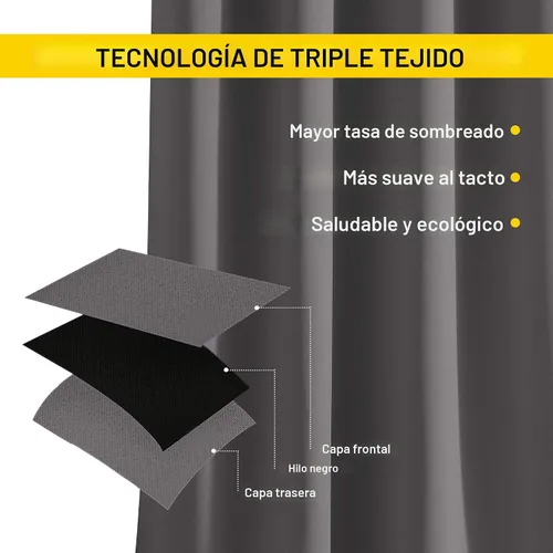 Vista 4 de NICETOWN - Paneles de cortinas opacas de microfibra de triple tejido, ahorro de energía, con aislamiento térmico y ojales, lisos, para sala o Gris