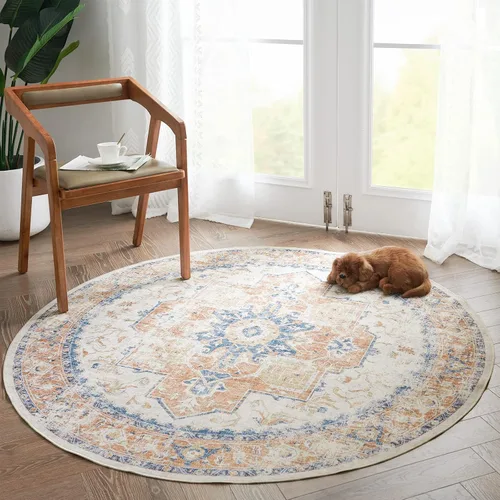 Vista 34 de jinchan Alfombra de Área 2x3 pies Alfombra Vintage de Entrada Lavable Bohemia Tapete Interior para Puerta Medallón Floral Tapete Pequeño para Puerta