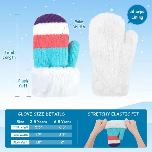 Vista 5 de Arctic Paw 3 pares de guantes de invierno con forro de sherpa para niños y niñas