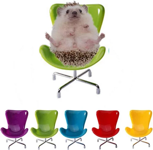 Vista 14 de Silla de erizo mini asiento giratorio de plástico, juguetes para animales pequeños, decoración de hábitat, accesorios de jaula, suministros