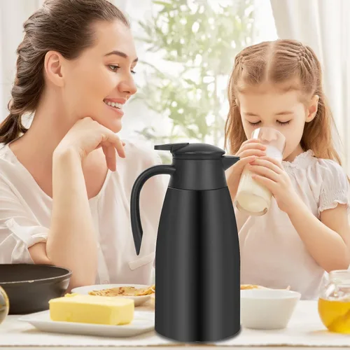 Vista 7 de Jarra térmica de café de 70 onzas, termo de café aislado de acero inoxidable, jarras de café al vacío para mantener el calor, botella de vacío