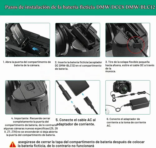 Vista 4 de DMW-DCC8 Gonine DC Acoplador DMW-AC8 Kit de cargador de cámara de CA (DMW-BLC12 Reemplazo de batería) para cámaras PANASONIC DMC-FZ200, DMC-FZ1000