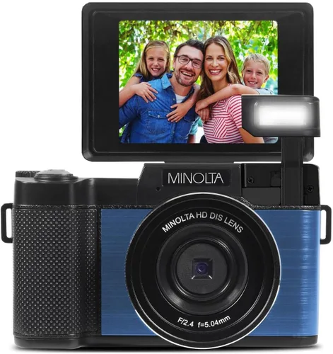Vista 6 de Minolta MND30 30MP 2.7K QHD 3.0 "Pantalla LCD Cámara Digital, Negro con Tarjeta Micro SD y Bolsa de Cámara Slinger (azul)