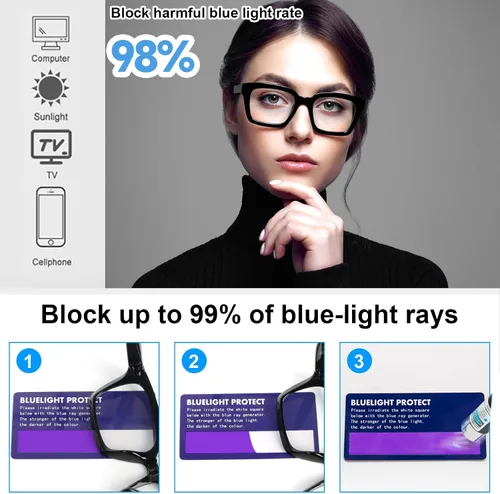 Vista 4 de 3 Pack Reading Glasses Women Square Blue Light Blocking Oversized Fashion Large Eyeglasses