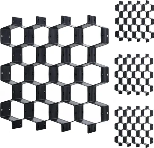 Vista 8 de Separador de panal de abejas, organizador de cajones ajustable, para ropa interior, cinturón, bufanda, calcetines (negro)