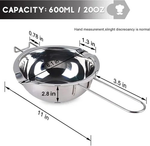 Vista 3 de Juego de olla de doble caldera, olla de fusión de chocolate de 600ml/0.5QT con olla de acero inoxidable 304 de 1.5QT, olla de fusión con espátula
