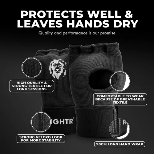 Vista 4 de FIGHTR® Guantes interiores premium con gel - Envoltura rápida y mayor estabilidad Vendas de gel para boxeo, MMA, Muay Thai y artes marciales