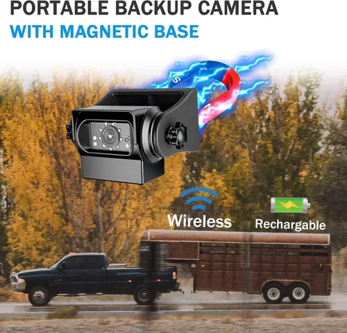 Vista 8 de Cámara de respaldo inalámbrica EWAY WiFi con enganche magnético, batería recargable para fácil enganche de cuello de ganso, barco de caballos