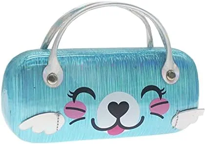 Vista 2 de Estuche para lentes para niños, niñas, niños, bolsa para gafas, unicornio, deslumbrante, brillante, carcasa rígida con asa