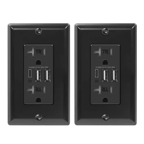 Vista 11 de ECOELER Receptáculo de Tomacorriente USB Negro de 3 Puertos, Tomacorriente de Pared USB C de 6.0A 30W, Enchufe Resistente a Manipulaciones de 15