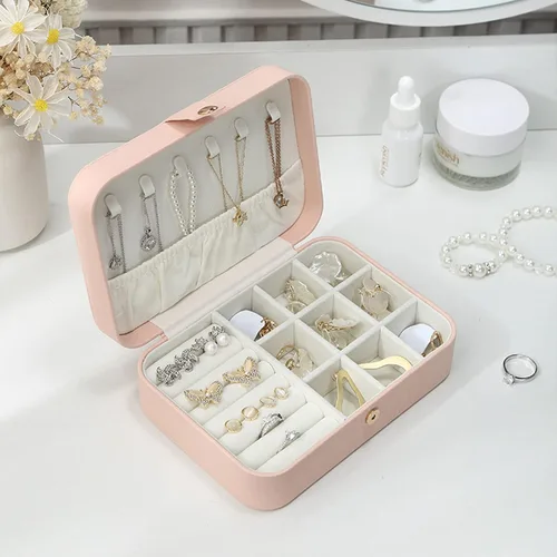 Vista 3 de Caja organizadora de joyas personalizada con nombre de flor de nacimiento caja organizadora de joyas de viaje pequeña regalos para mujeres y niñas