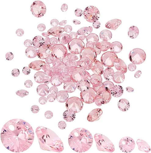 Vista 7 de PH PandaHall 150 cuentas de piedra de circonita cúbica, 5 tamaños, colgantes de diamantes de imitación transparentes con agujero de 0.039 pulgadas