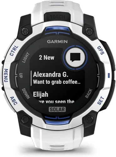 Vista 40 de Garmin Instinct® 3 45mm, pantalla AMOLED, reloj inteligente GPS resistente para exteriores, bisel reforzado con metal, linterna incorporada, hasta