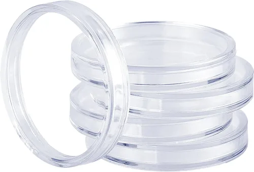 Vista 4 de Hicarer 100 cápsulas redondas de plástico transparente de 1.181 in para coleccionistas, estuche protector con caja de almacenamiento para Morgan