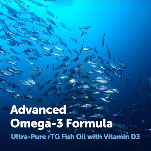 Vista 5 de Micro Ingredients Supreme Omega-3 Aceite de pescado con EPA y DHA ultra altos, cápsulas blandas sin eructos rTG Omega-3 con vitamina D3 Pescado