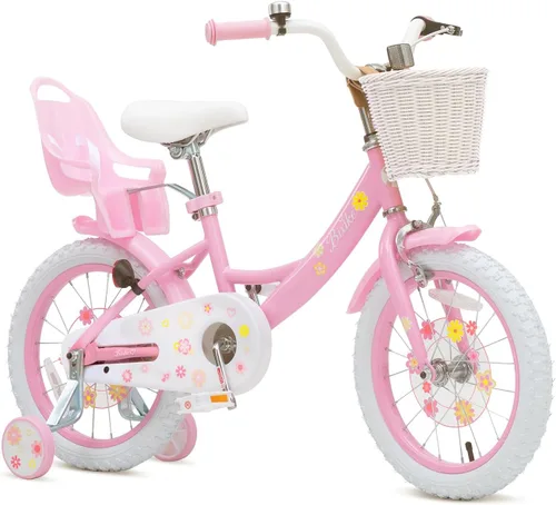 Vista 7 de Bixike Girls Bike with Basket for Toddlers and Kids Aged 3-14 Years Old, 12 14 16 18 Inch with Training Wheels & Doll Seat, 20 Inch with Kickstand &