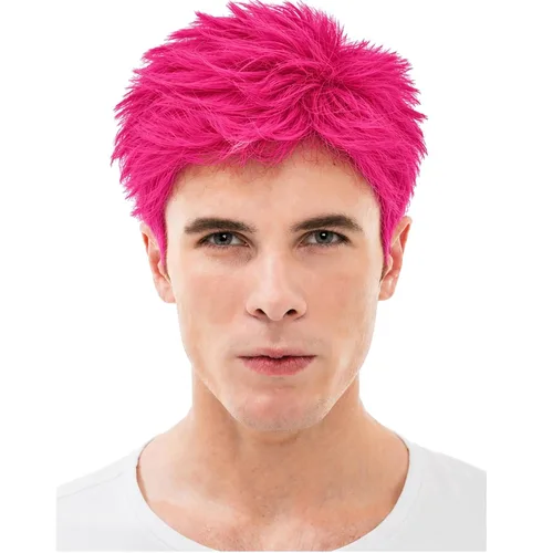 Vista 16 de Peluca roja para hombre, corta, recta, roja, en capas, resistente al calor, reemplazo de pelo sintético Rojo