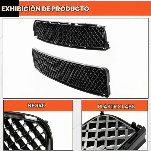 Vista 5 de Kojem Parrilla Delantera Superior e Inferior Compatible con Scion tC 2005-2010 Plástico ABS Parachoques Capó Rejilla de Malla Negra