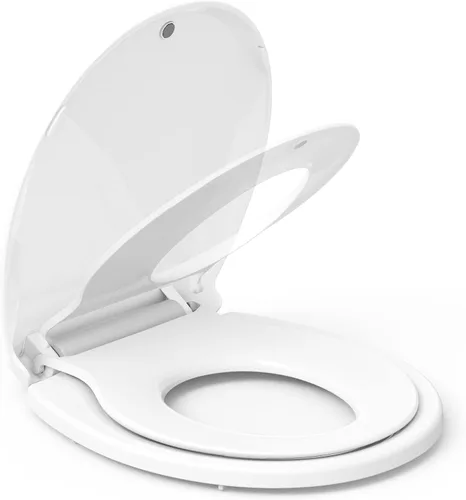 Vista 7 de Asiento de inodoro redondo con cierre suave y lento, asiento de inodoro redondo duradero, nunca se afloja, fácil de limpiar e instalar, asiento