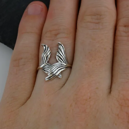 Vista 2 de Plata de Ley Cola de sirena Wrap Anillo de estilo, tamaños 610