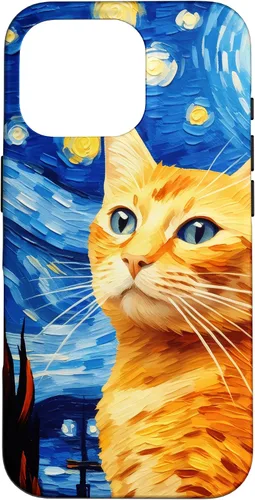 Vista 20 de Orange Tabby Cat Starry Night Vincent Van Gogh - Carcasa para iPhone 17