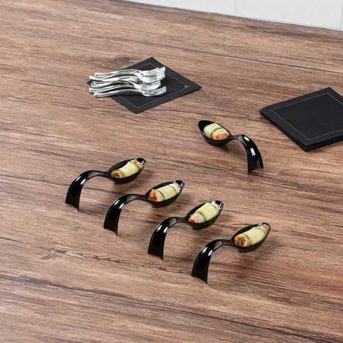 Vista 4 de Restaurantware -Cucharas de lágrima de 5 pulgadas, 100 cucharas de estilete - Cuenca desechable, con sangría, cucharas de degustación de plástico