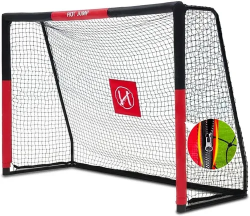 Vista 10 de Portería de fútbol para patio trasero, 6x4/8x5/10x6.5/12x6.5 pies de metal, porteria de fútbol para niños de 8-12 años, red de fútbol con diseño