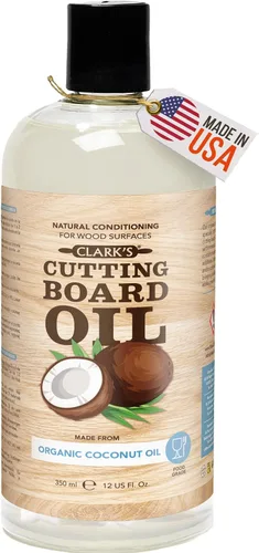 Vista 2 de CLARK'S Tabla de cortar aceite de coco de 1 galón, fabricada con aceite de coco fraccionado para encimeras de cocina, bloques de carnicero, cuencos