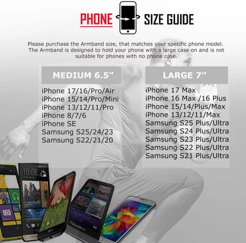 Vista 7 de RevereSport Brazalete deportivo para teléfono compatible con iPhone 17/16/15/14/13/12/11/SE Samsung S25/S24/S23/S22/S21/S20 (mediano)