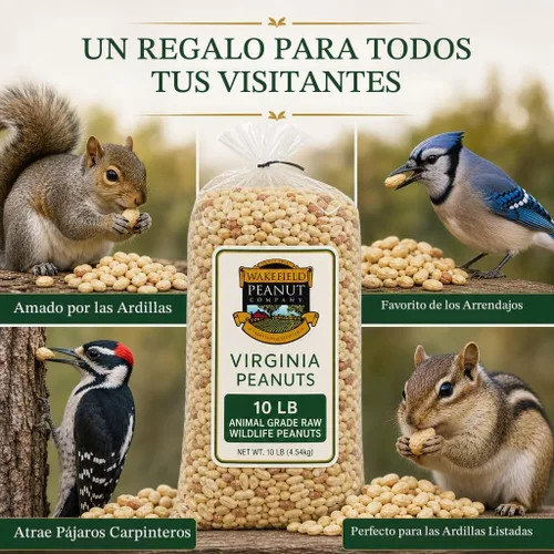 Vista 4 de Wakefield Virginia Peanuts - Cacahuetes de vida silvestre crudos de grado animal, 10 libras Sin cáscara