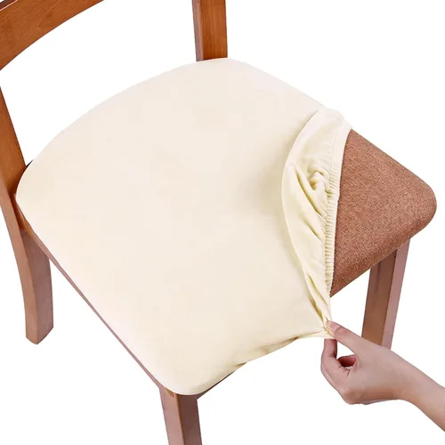 Vista 10 de Smiry - Fundas de asiento de terciopelo para silla de comedor, juego de 2, ajuste elástico, extraíbles y lavables, fundas protectoras de cojín