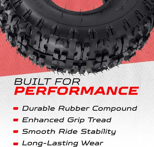 Vista 6 de 4.10-4 Knobby Dirt Neumático de 2 capas - para scooter de gas, Go Kart, bicicleta de bolsillo [3115]