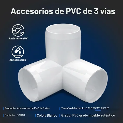Vista 2 de Accesorios de PVC de 1 pulgada (paquete de 10) de 3 vías (paquete de 10) para muebles, conector de codo de 1 pulgada, resistente para muebles
